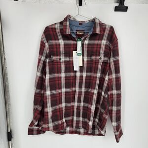 Alesbury Men's Brown Large Plaid‎ Garment Wash Midweight Twill Shirt NWT